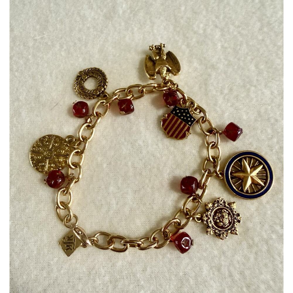 KJK New York Bracelet With Charms USA Eagle Gold Star Laurel Wreath White House